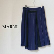 マルニ MARNI ランダムプリーツスカート ネイビー サイズ40 ネイビー_画像1