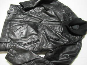  Alexander one H&M thick original leather flight jacket black 