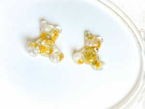 ミモザくまピアス イヤリング