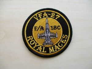 【送料無料】アメリカ海軍ROYAL MACES VFA-27パッチ刺繍ワッペン/戦闘機patchネイビーNAVY米海軍USN米軍USミリタリーF/A-18C M70