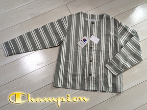 ◆新品 Champion チャンピオン 縦ストライプ柄 長袖シャツ ポケット付き XL LL オリーブ 定価9,790円 綿100％ メキシカンラグ柄 快適