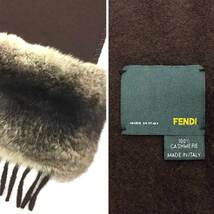 FENDI フェンディ カシミヤ マフラー ファー ブラウン aq7470_画像3