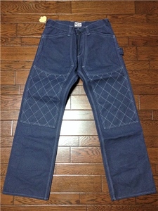  new goods one woshu double knee Duck painter's pants M navy blue diamond stitch search Vintage style Biker 