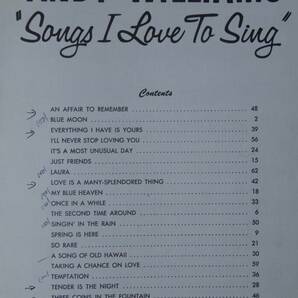 アンディ・ウィリアムス ANDY WILLIAMS SONGS I LOVE TO SING ピアノスコア 送料185円の画像2
