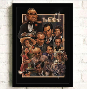  C2580 The Godfather ゴッドファーザー 映画 レトロ キャンバスアートポスター 50×70cm イラスト インテリア 雑貨 海外製 枠なし D