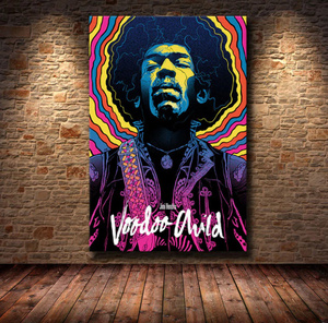  C2682 ジミ・ヘンドリックス Jimi Hendrix キャンバスアートポスター 50×75cm イラスト インテリア 雑貨 海外製 枠なし F