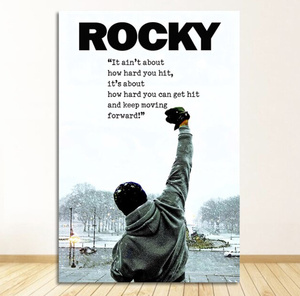  C2724 ロッキー ROCKY 映画 ボクシング キャンバスアートポスター 50×70cm イラスト インテリア 雑貨 海外製 枠なし A