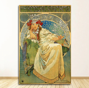  C2693 アルフォンス・ミュシャ Alphonse Mucha シャンパン キャンバスアートポスター 50×75cm イラスト インテリア 雑貨 海外製 枠なし H