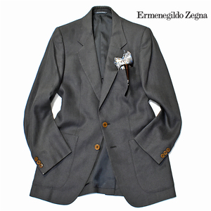 [定価10万] 春夏◎ ゼニア ZEGNA リネンジャケット メンズS クリーニング済 エルメネジルドゼニア 麻100% ビンテージ グレー イタリア製