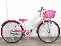 24インチ 子供用 自転車 (1360) ピンク ホワイト AM7NC70215 未使用品◎_画像1