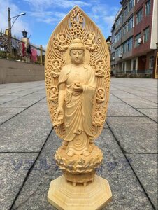 高品質★【極上の木彫】仏教美術 精密彫刻 仏像 手彫り 極上品 薬師如来立像