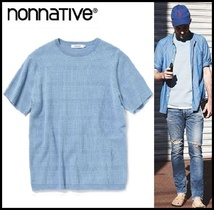 nonnative ノンネイティブ 18SS GARDENER SWEATER S/S COTTON INDIGO YARN WAFFLE インディゴ コットン 半袖 ニット セーター カットソー 3_画像1