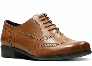 Clarks 22.5cm レースアップ ヒール ダーク ブラウン 茶 レザー 革 ウィングチップ ローファー フラット パンプス ブーティー バレエ G77