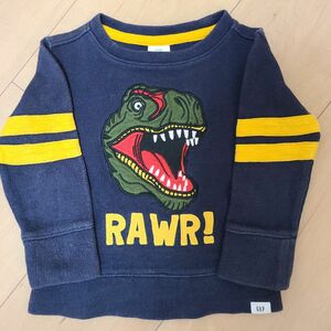 ウウウ、うわぁぁぁーRAWR!　ベイビーギャップ　サイズ80　BABY GAPネイビーティラノサウルス ブラック コットン