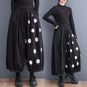 [ including in a package 1 ten thousand jpy free shipping ] spring * new work * casual * easy large size **304050 fee * pretty polka dot pattern switch lady's * wide pants sarouel pants 