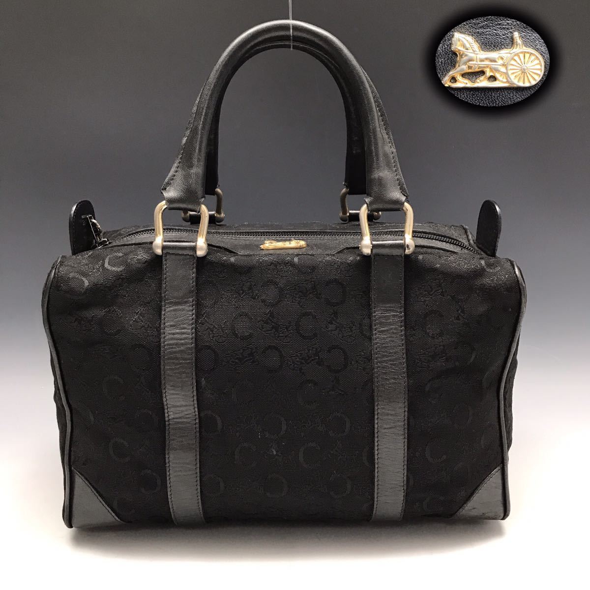 セリーヌ CELINE マカダム ボストンバッグ PVC ブラック 黒 ボストン