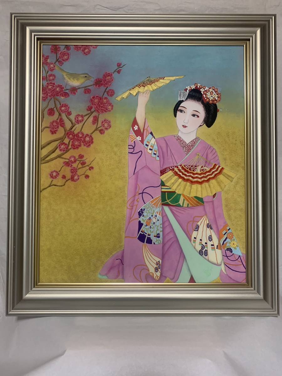 [Œuvre authentique] Harunori Yamada Le Rossignol et la peinture japonaise Maiko n°10 Sélectionné pour l'exposition du Musée royal d'Ueno pendant 3 années consécutives Diplômé de l'Université des Arts de Kyoto, peinture, Peinture japonaise, personne, Bodhisattva