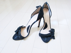  free shipping * Alessandro Dell'Acqua *biju-& ribbon sandals mules 36 black black areki Sandra 