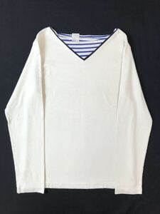 (D) N.HOOLYWOOD エヌハリウッド ボーダー切替 長袖 Tシャツ 36 アイボリー カットソー ミスターハリウッド