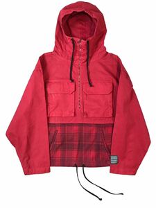 (D) REESE COOPER リースクーパー 19AW コットン アノラックパーカー L レッド チェック切替 プルオーバー