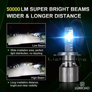 世界最強 50000LM LEDバルブ H4 LEDヘッドライト 超爆光 6500K 車検対応