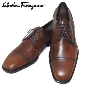 未使用★Salvatore Ferragamo ストレートチップ 外羽根 ビジネスシューズ 茶 メンズ レザー 革靴 サルバトーレ・フェラガモ★