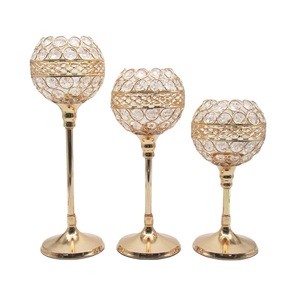  candle holder wine glass manner crystal equipment ornament Kirakira ( Gold, large middle small 3 piece set )