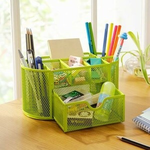  penholder simple mesh drawer attaching made of metal ( lime green )