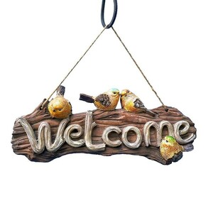  welcome board 4 feather. small bird .. wood grain plate Country manner 