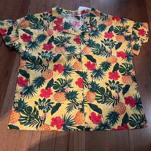 [* new goods * free shipping *] Kids 140cm aloha shirt pineapple short sleeves Hawaii Okinawa travel wedding 