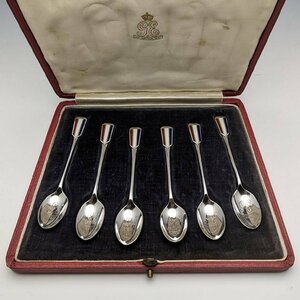 1936 year Britain Vintage enamel equipment ornament original silver made tea spoon 6 pcs set in the case 