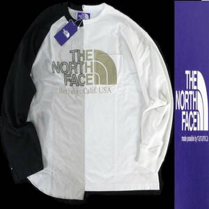 定1.6万 新品◆THE NORTH FACE PURPLE LABEL◆ハイ バルキー ジャージ 長袖 ロゴ Tシャツ M 白/ベージュ◆ノースフェイス NT3205N◆J652