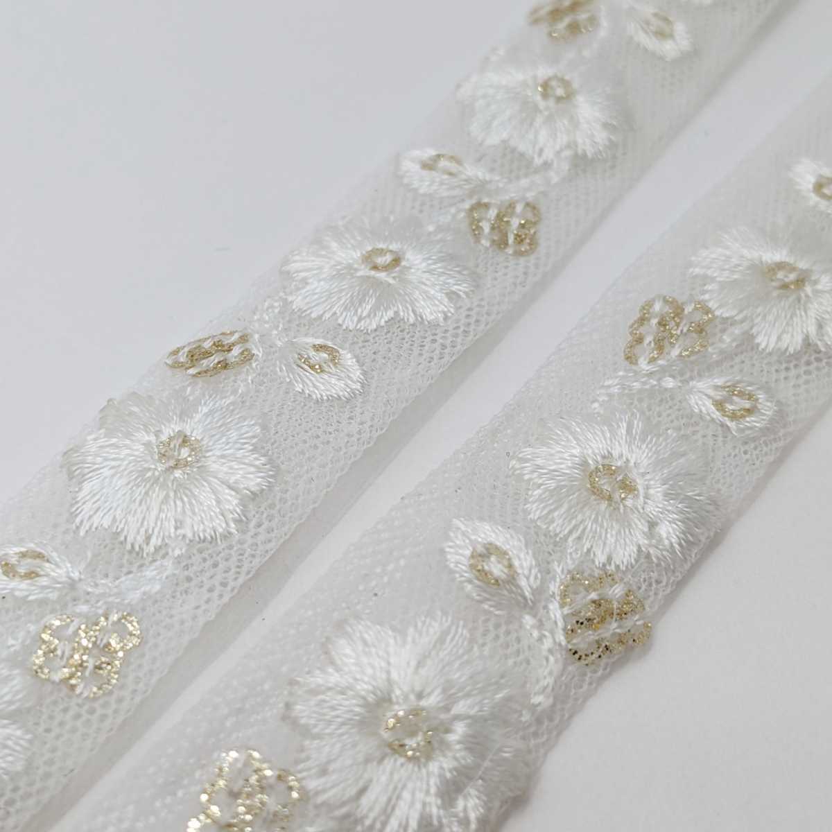 インド刺繍リボン約17mm メッシュ白花| JChere雅虎拍卖代购