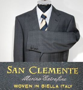 汎用性が高く、上品に着られる１着■4074／背抜きスーツ／イタリア生地／SAN CLEMENTE　ワンタックスーツ★AB7★グレー／影格子／