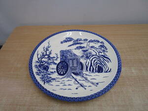 K315★大皿　皿鉢(さわち）皿　飾り大皿　藍染付　直径32㎝★中古品