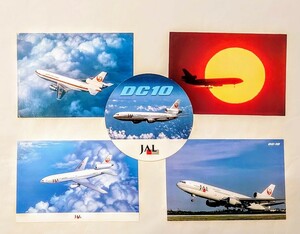 [ rare ] Japan Air Lines /JAL DC-10 sticker & postcard DC-10. set ( total 5 sheets )