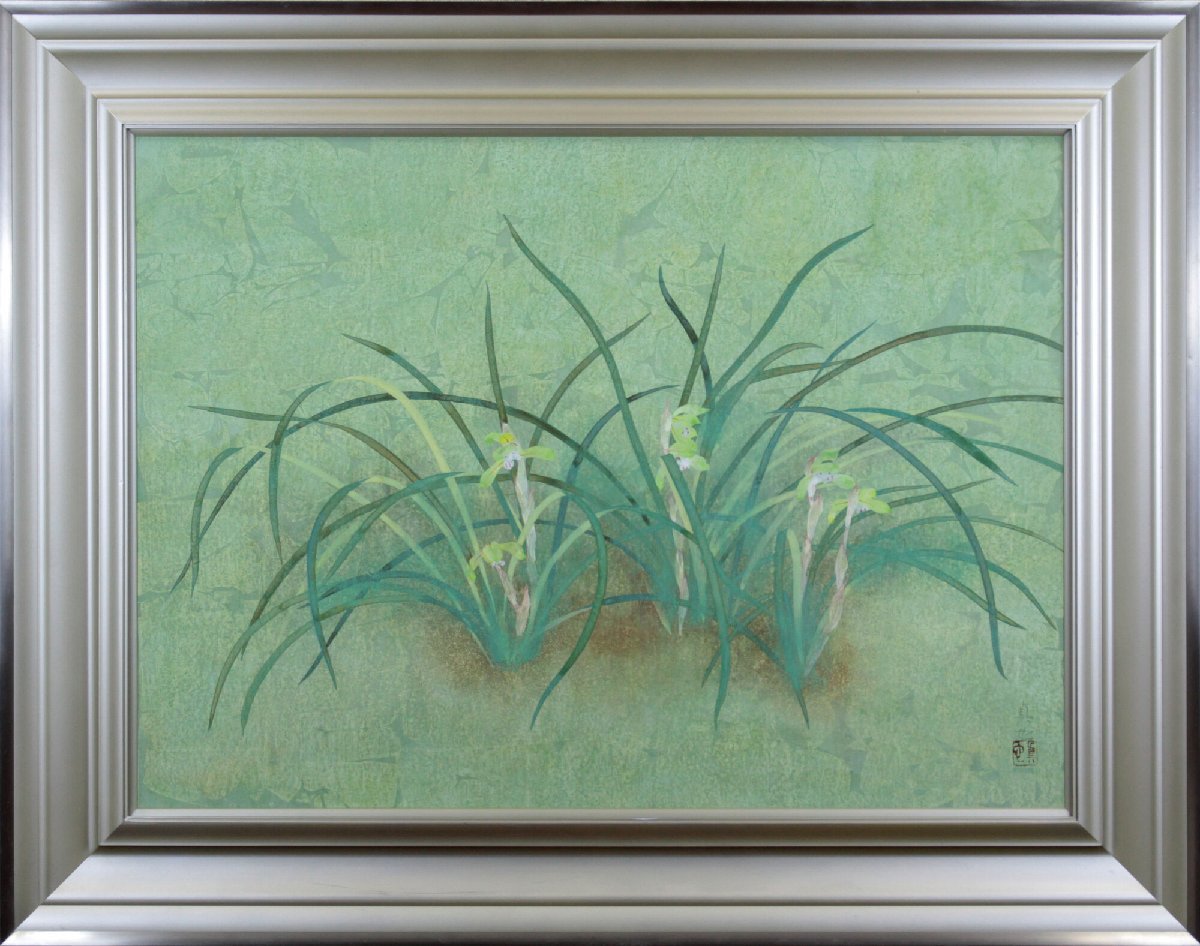 Shinya Yamamoto Frühlingsorchidee Japanisches Gemälde [Authentizität garantiert] Gemälde - Hokkaido Gallery, Malerei, Japanische Malerei, Blumen und Vögel, Tierwelt