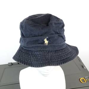 90s Ralph Lauren ラルフローレン バケットハット ネイビー Mサイズ 台湾製