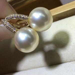 K18YG イエローゴールド ゴールデンパール ゴールドパール ピアス リングピアス フープピアス 金色 南洋真珠 18K シャンパンゴールド色