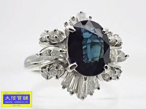 PT900 プラチナ サファイア ダイヤ リング S1.37ct D0.57ct 11.5号 7.3g 中古A+ 【送料無料】 C-8856