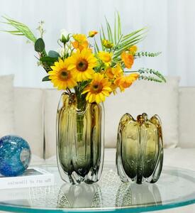 新品　高級　現代風　花器　飾り物　瑠璃花瓶　琥珀色　グラデーション　生け花　高品質　きれい　ｓ
