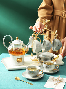  spring new goods teapot tea cup saucer tray attaching Western-style tableware tea utensils 6 customer set stand attaching spoon attaching present pink 