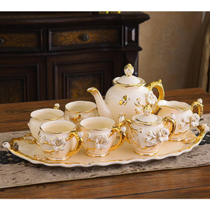 高品質　茶器 　ラミックス　ティーポット&カップ&ミルクポット&シュガーポット&トレー　 9点セット　洋食器 テーブルウェア インテリア
