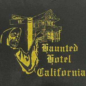80s モンスタープリント ビンテージ Tシャツ ホーンテッドホテルカリフォルニア アメリカンホラー ホーンテッドマンション(黒,Lサイズ程度)