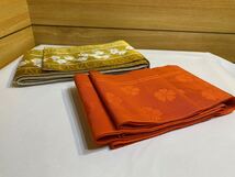 半幅帯　浴衣帯　2本セット　ゴールド　赤　正絹　化繊　和装小物　桜　帯　金糸_画像4
