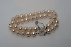 ^v Mikimoto MIKIMOTO 2 ream pearl approximately 8. sphere K14WG bracele ^V