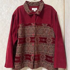 C.J.Banks コーデュロイシャツ ジャケット 古着 総柄