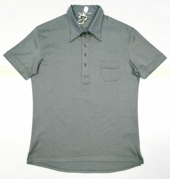 新品「DANIELE FIESOLI」“24203-B POLO” レイヤードカラー 胸ポケット付き 半袖ポロシャツ Gray SIZE:L/M相当 イタリア製