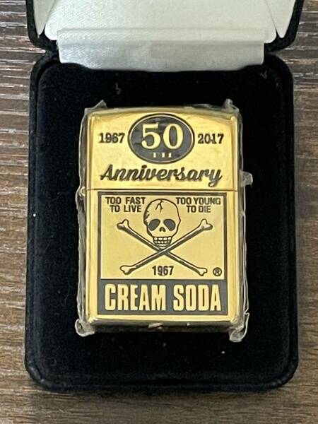 zippo CREAM SODA Armor Case GOLD 50TH Anniversary 2017年製 クリームソーダ ゴールド アーマー 1967 2017 50周年記念 ベロアケース