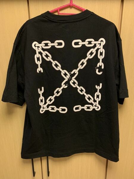 国内正規 22AW OFF-WHITE c/o VIRGIL ABLOH CHAIN ARROW SKATE TEE オフホワイト チェーン アローロゴ Tシャツ 黒 S OMAA120F22JER005